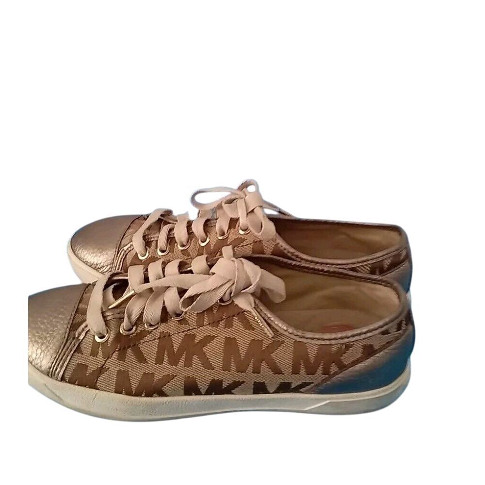 Michael Kors Logo City Sneakers Womens Sz 6 1/2 Medium Brown Excellent Condition